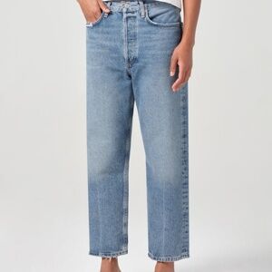 AGOLDE High Rise Straight Leg Jeans Medium Wash Distressed Women’s Size 28